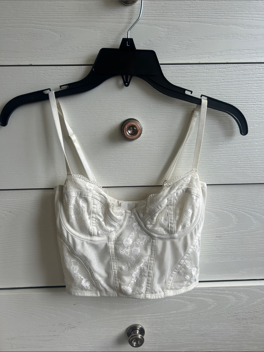 Divided White Lace Bustier Crop